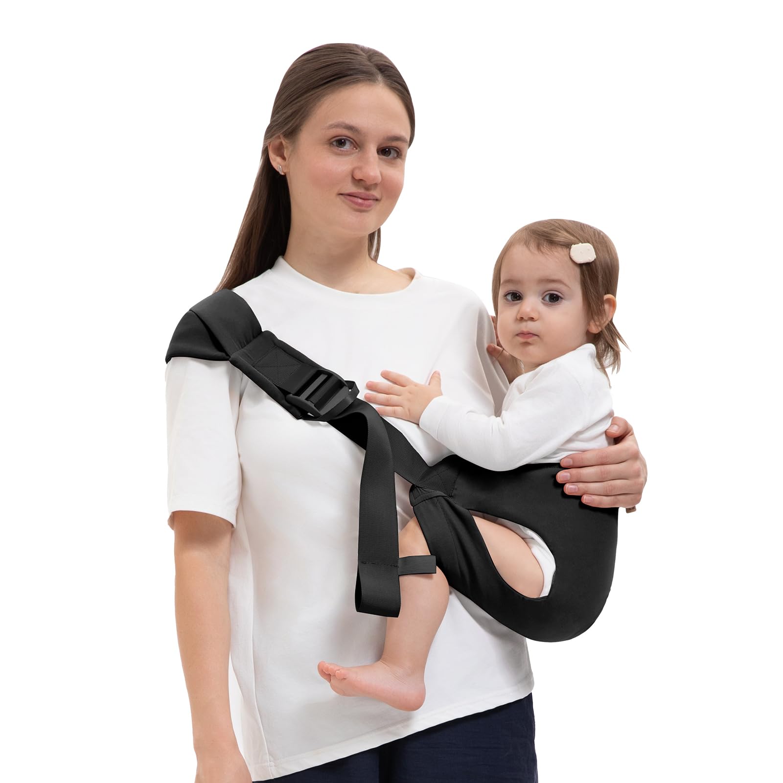 Oblitor toddler carrier front view demonstrating ergonomic support for secure carrying.