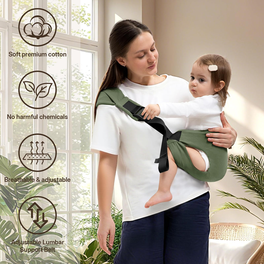 Oblitor toddler carrier hands-free design supports shopping and park outings.