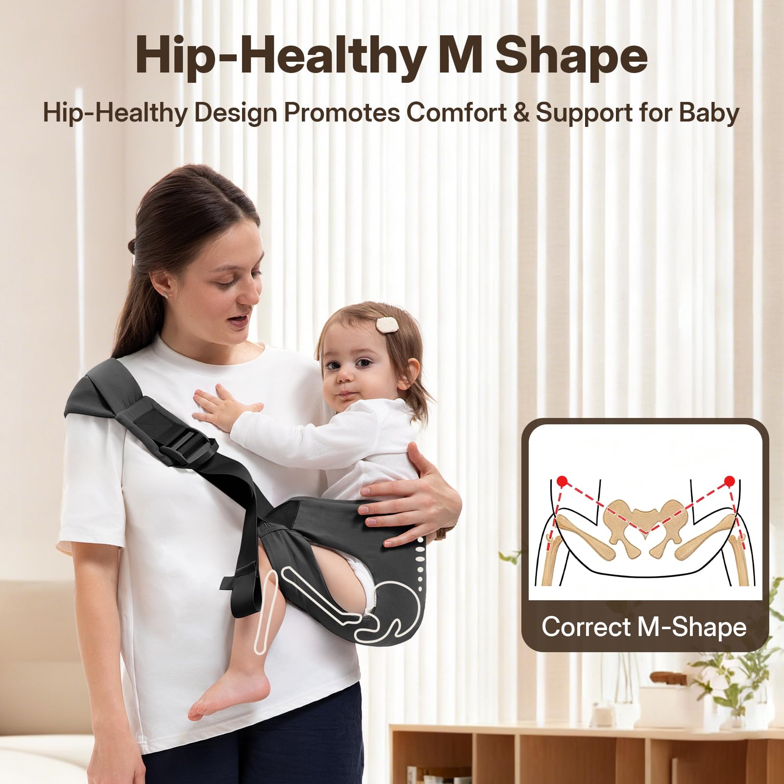 Oblitor universal-size toddler carrier showing adjustable points for all body types