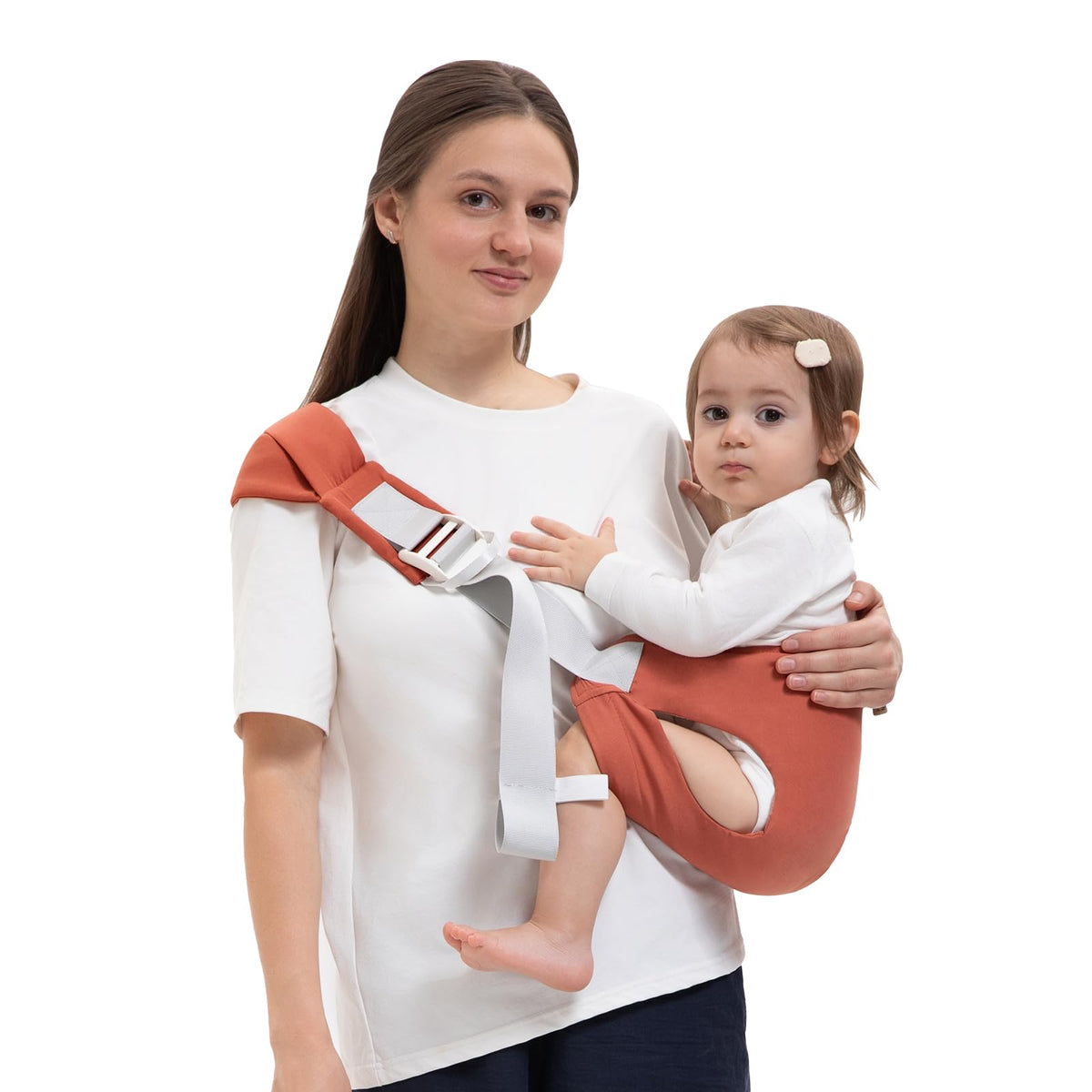 Oblitor toddler carrier worn setup ensuring secure ergonomic support for your child.