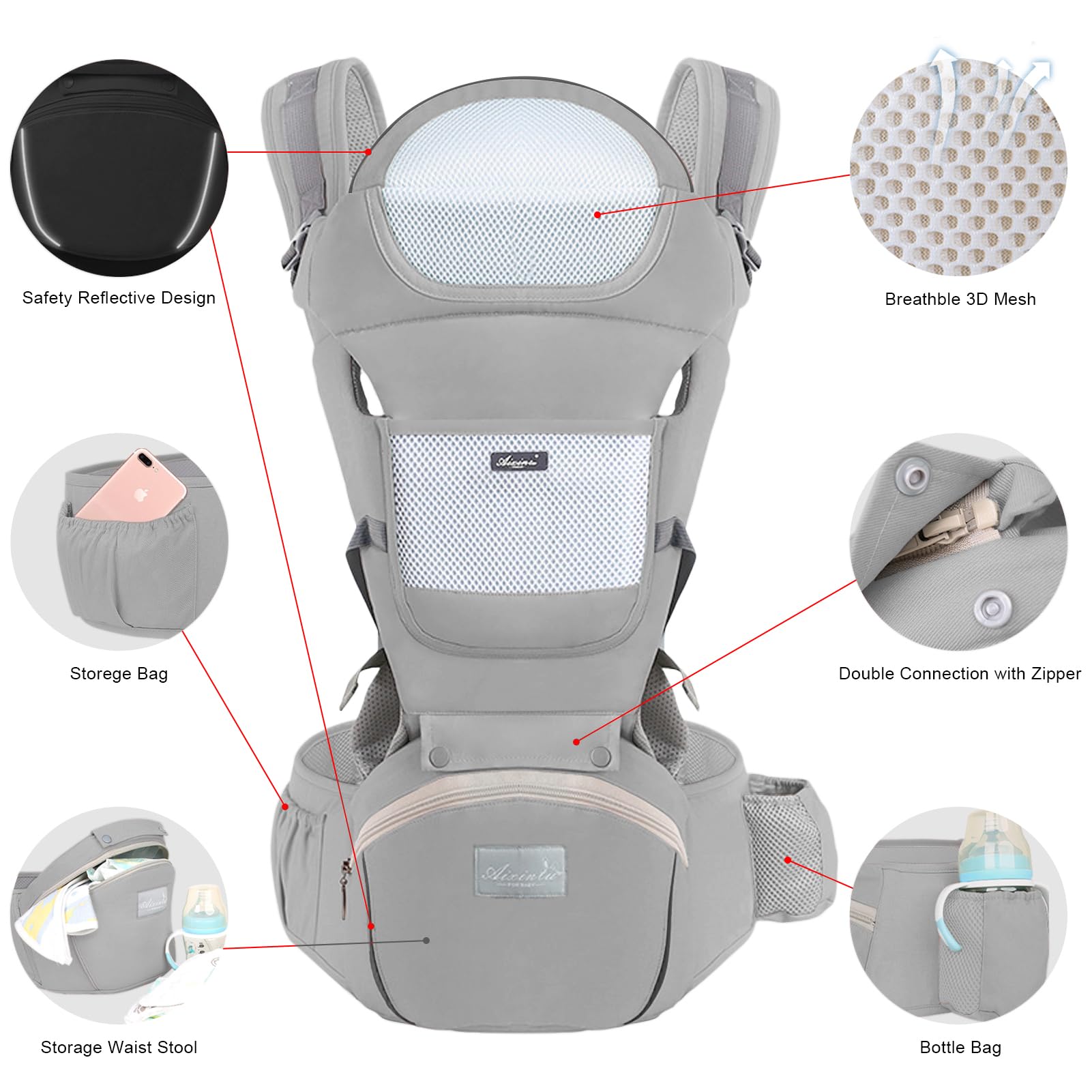 Ocanoiy grey back-carry setup supports versatile wearing during chores