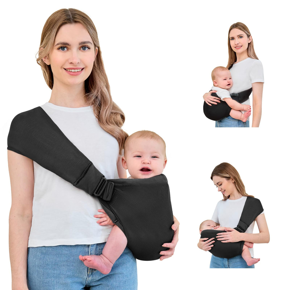 Ocanoiy baby sling carrier with breathable mesh for summer comfort