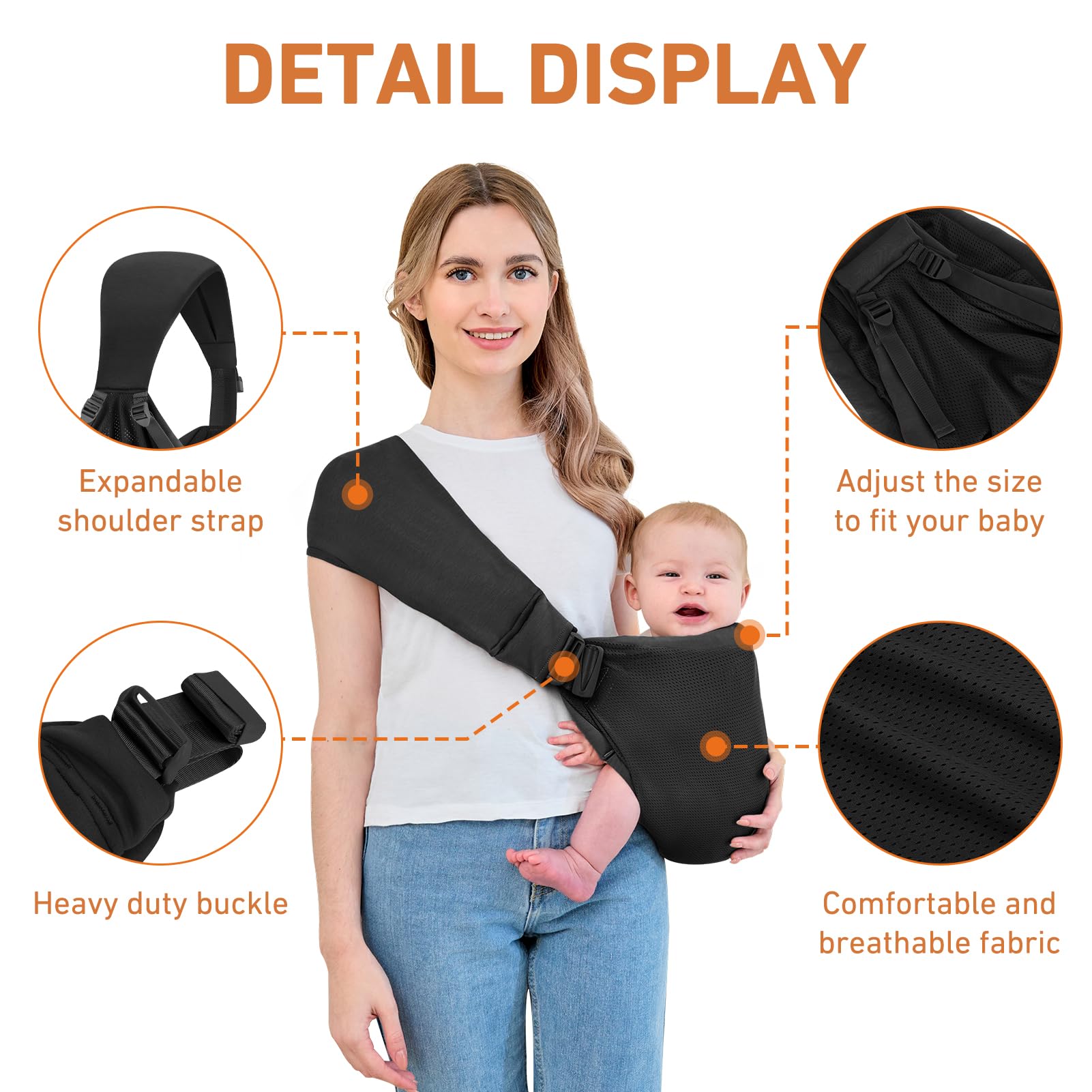 Ocanoiy baby sling carrier ergonomic M-shaped hip position support