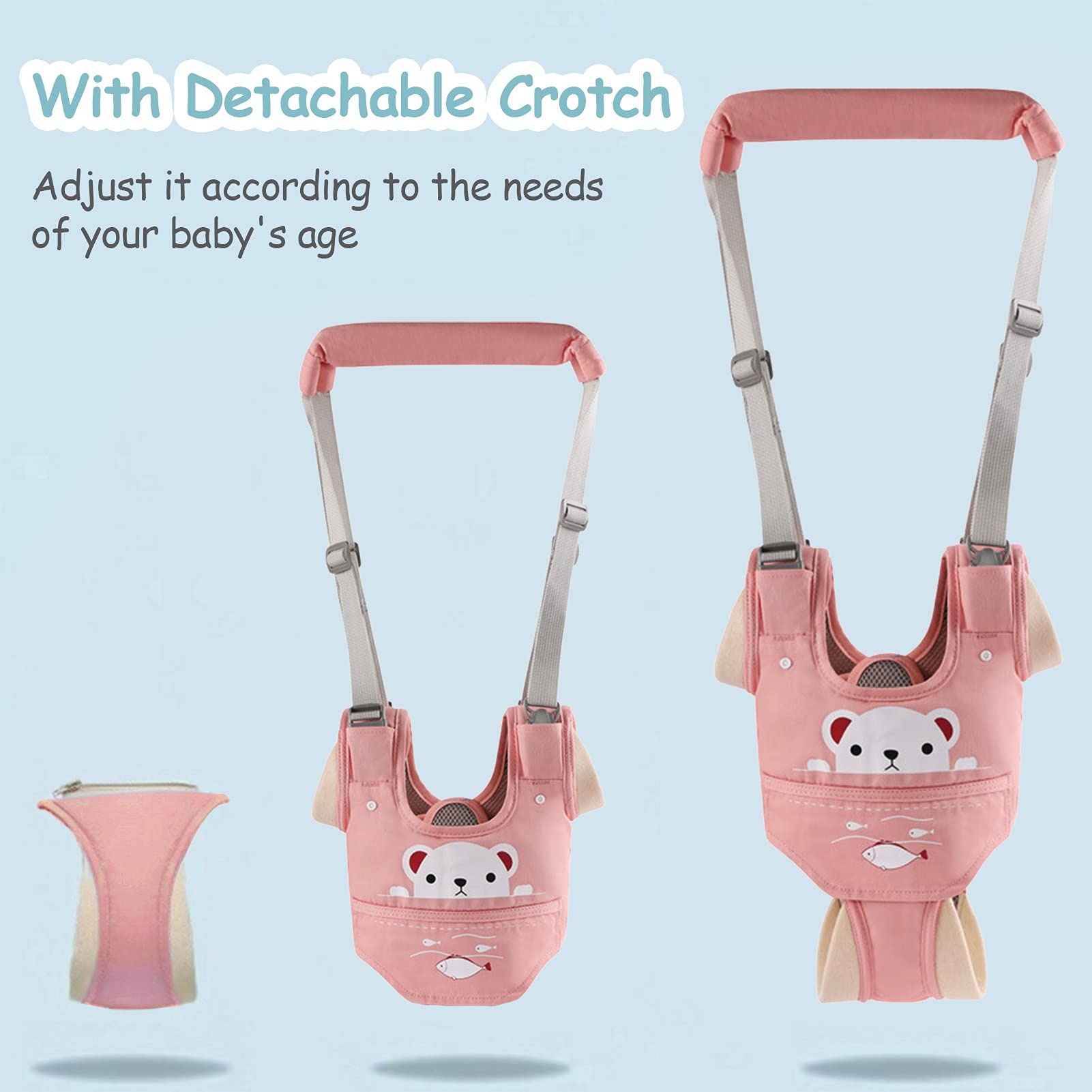 Ocanoiy baby walker with detachable crotch belt supports growth stages and ease of use