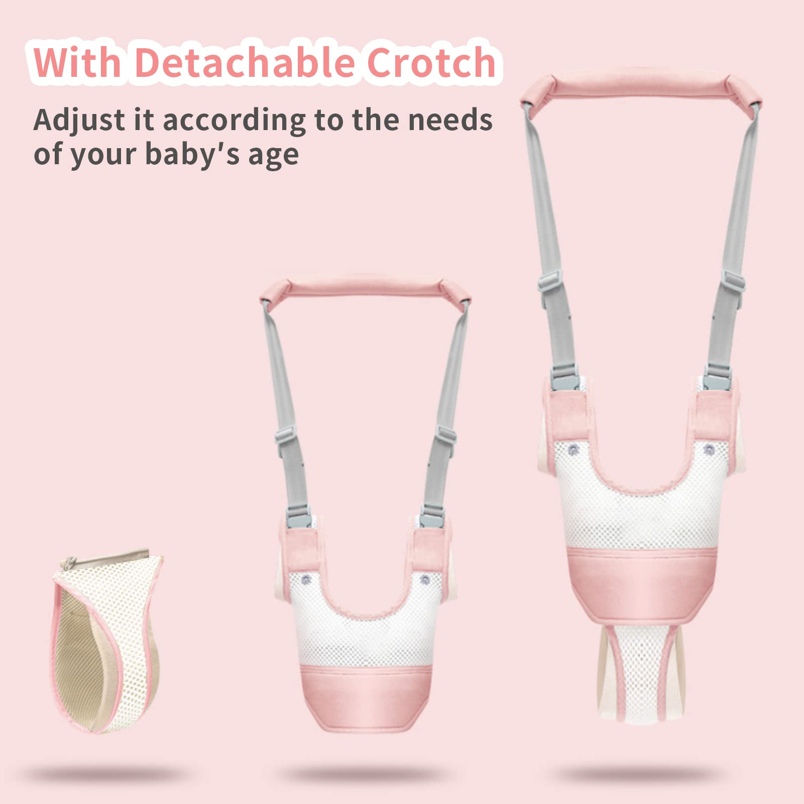 Ocanoiy baby walker-harness easy-on-off design reduces bending during help.