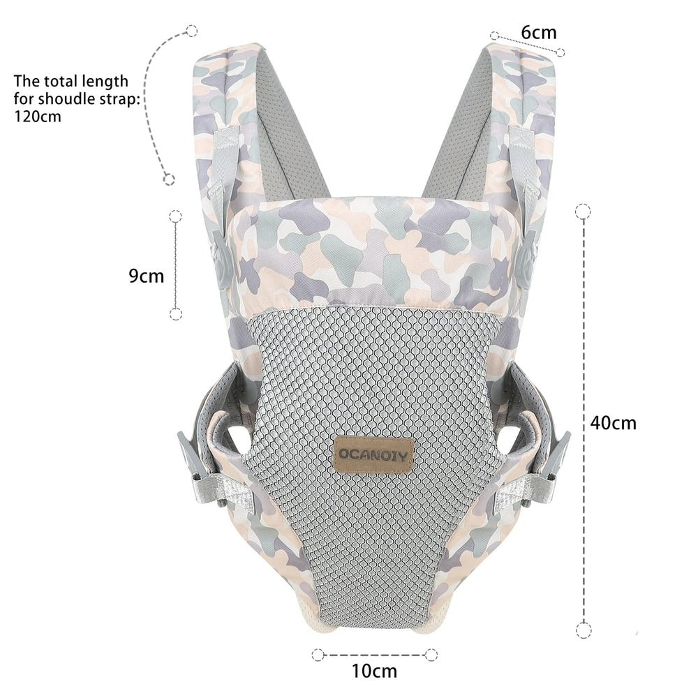Ocanoiy camouflage wrap one-size design fits from newborn to toddler.