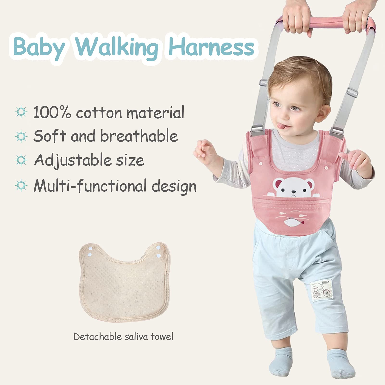 Ocanoiy pink toddler walker harness in park supports stable steps