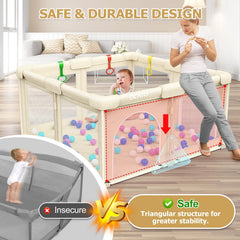 OCATO playpen accessories include ocean balls and hanging rings for interaction.
