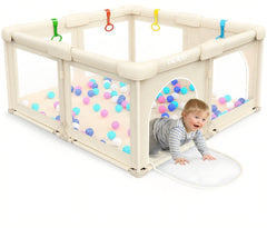 OCATO Baby Foldable Playpen setup for easy transport and quick use.