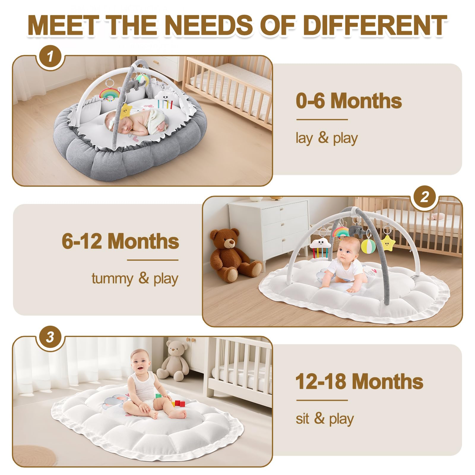 OCATO soft cotton material offers plush comfort and safe surfaces for babies