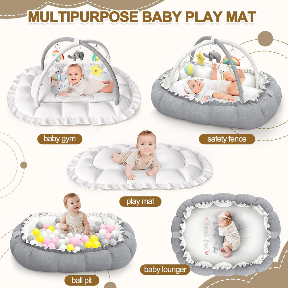 OCATO tummy time area provides a comfortable space to strengthen neck and upper body