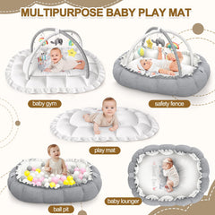 OCATO tummy time area provides a comfortable space to strengthen neck and upper body