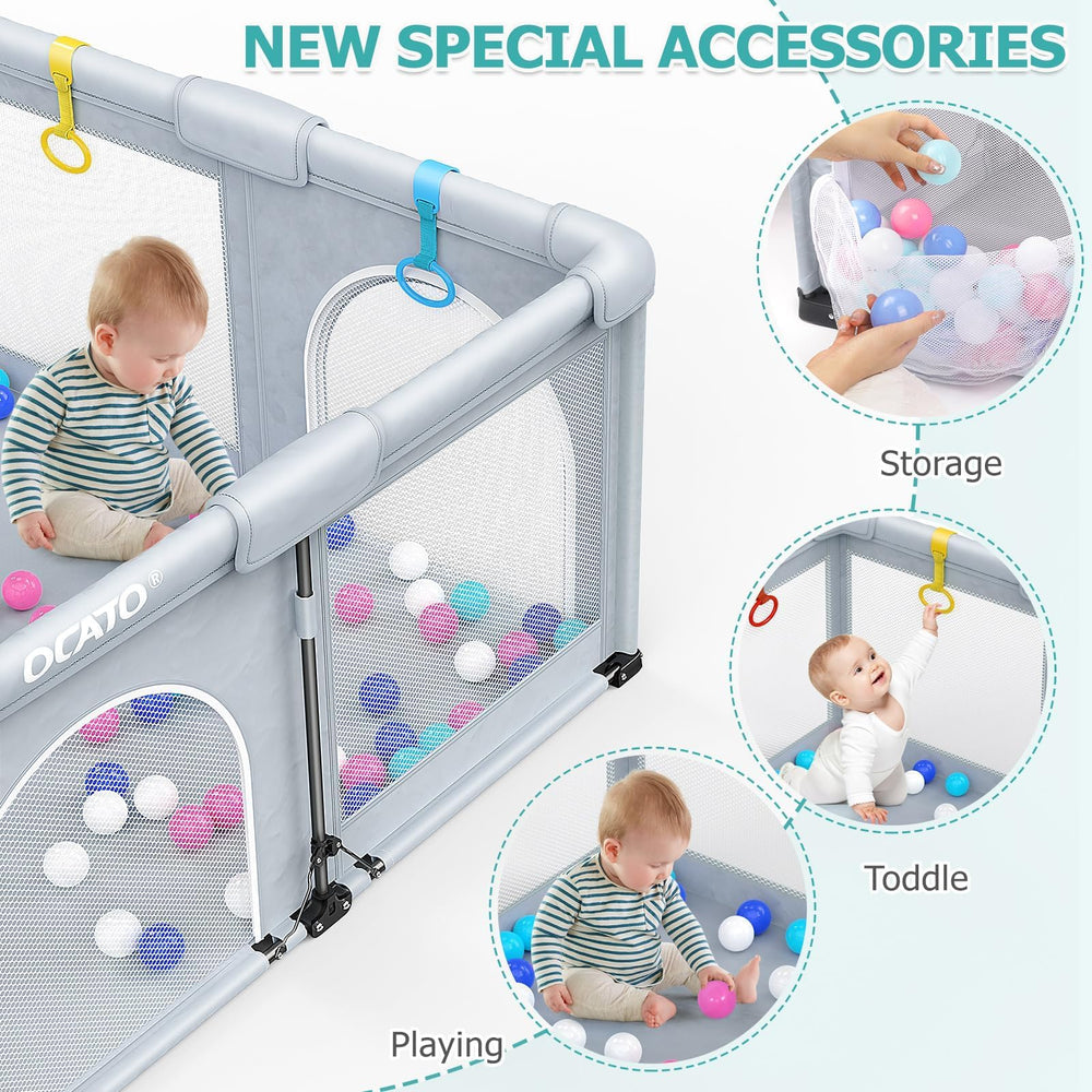 OCATO Playpen 360 degree mesh walls offer clear visibility and airflow