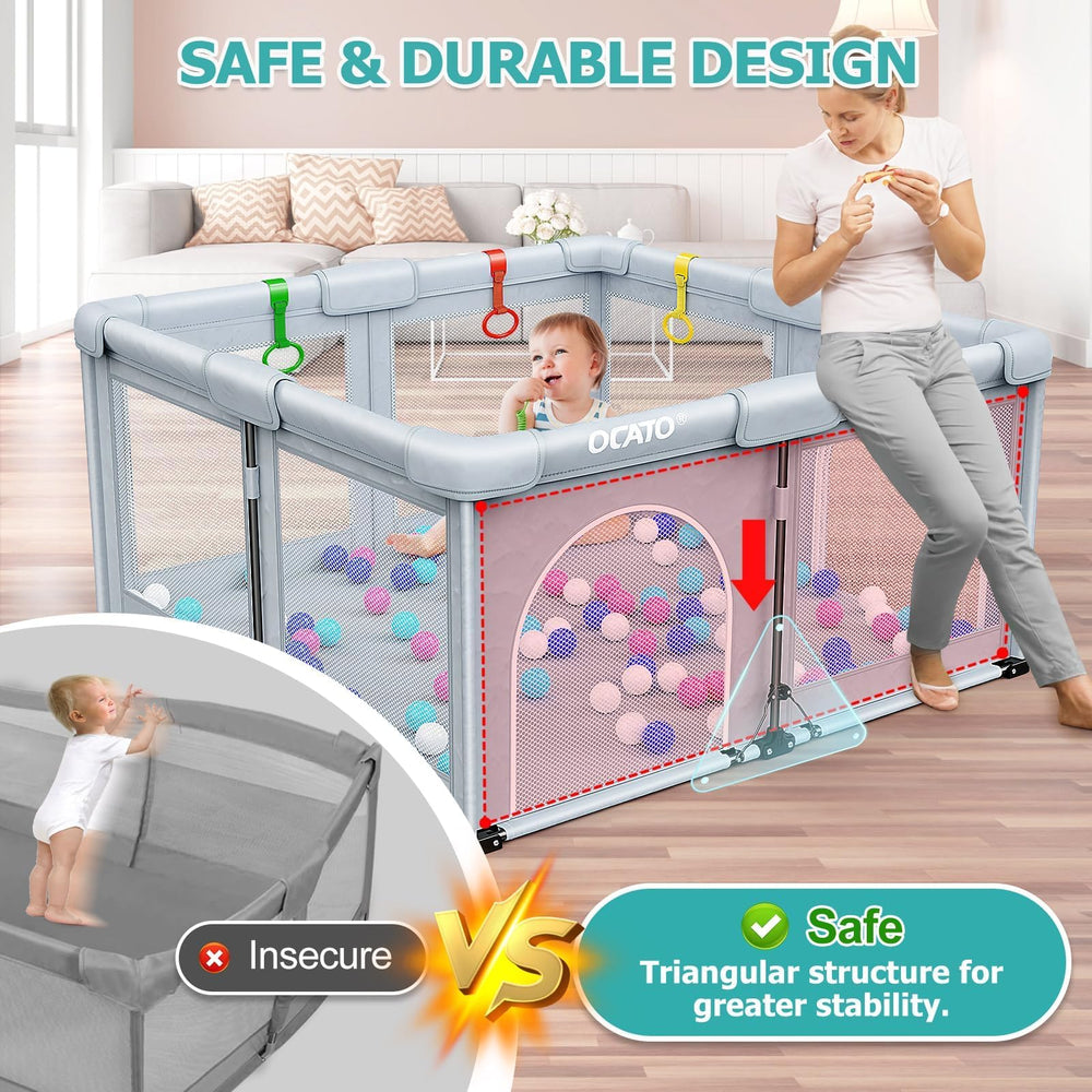OCATO Playpen with 50 ocean balls for tactile and visual play