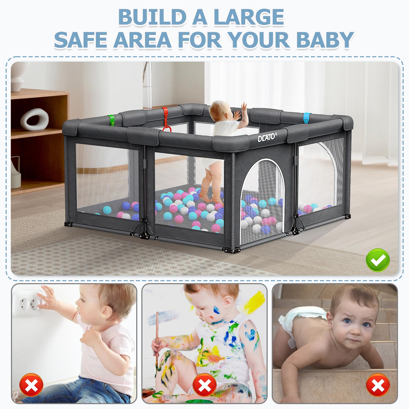 OCATO Playpen suitable for indoor and outdoor use, anywhere.