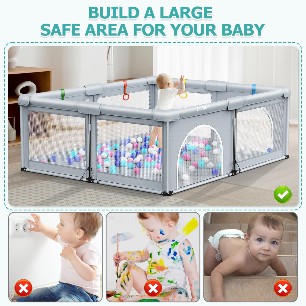 OCATO non-slip-base keeps the playpen stable on various floors.
