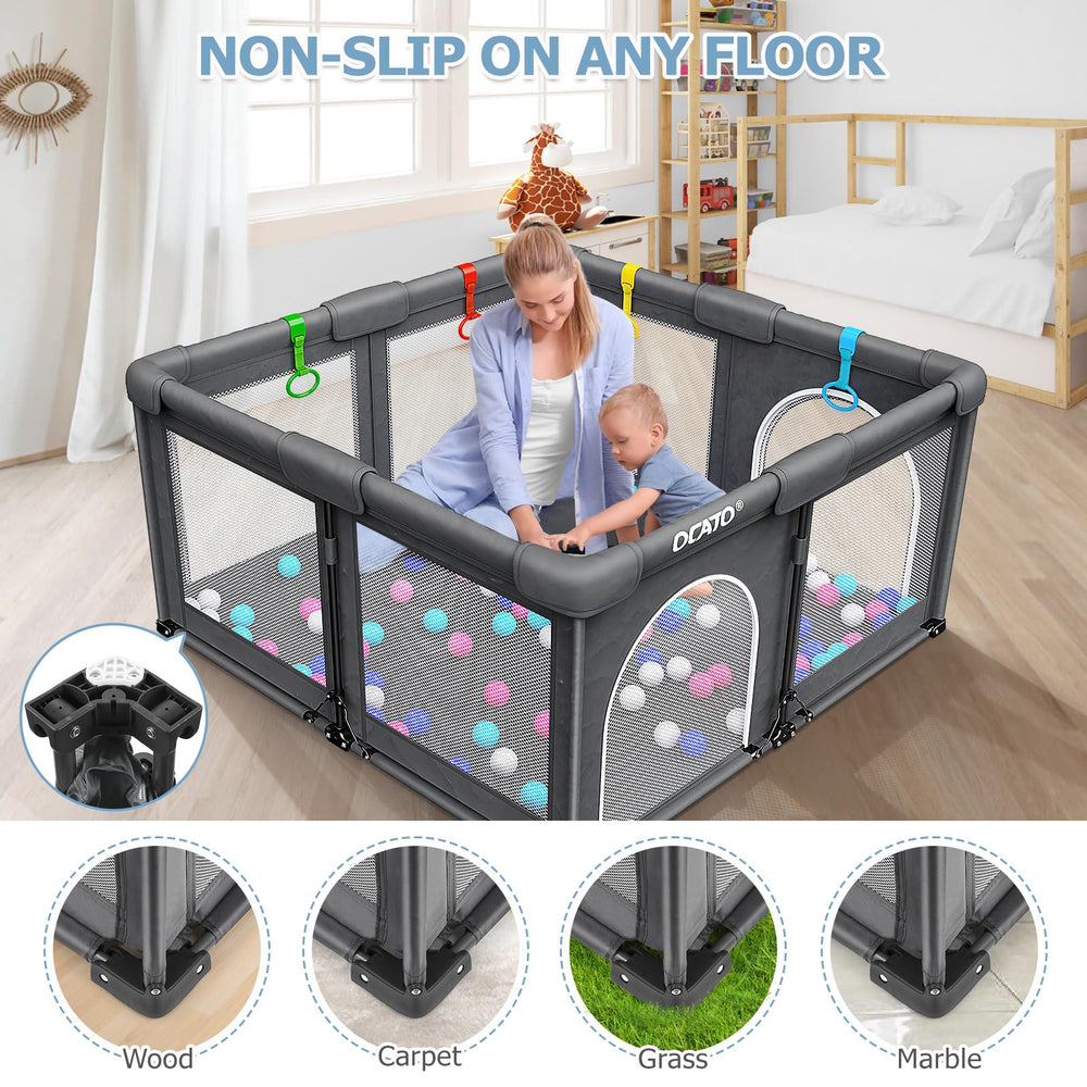 OCATO non-slip base keeps the playpen stable on any floor.