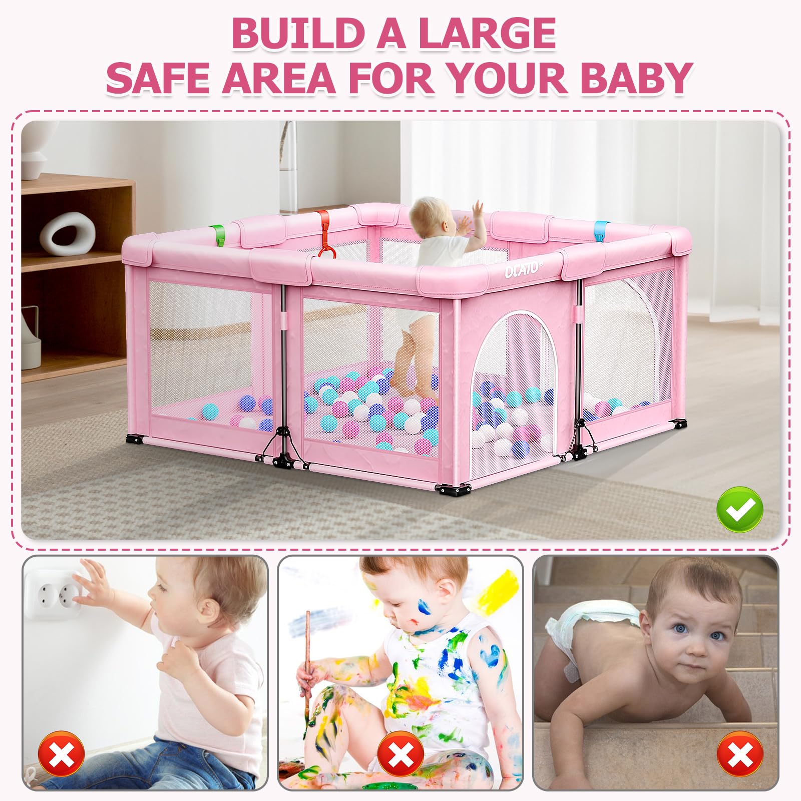 OCATO Baby Playpen storage bag and straps for easy transport.
