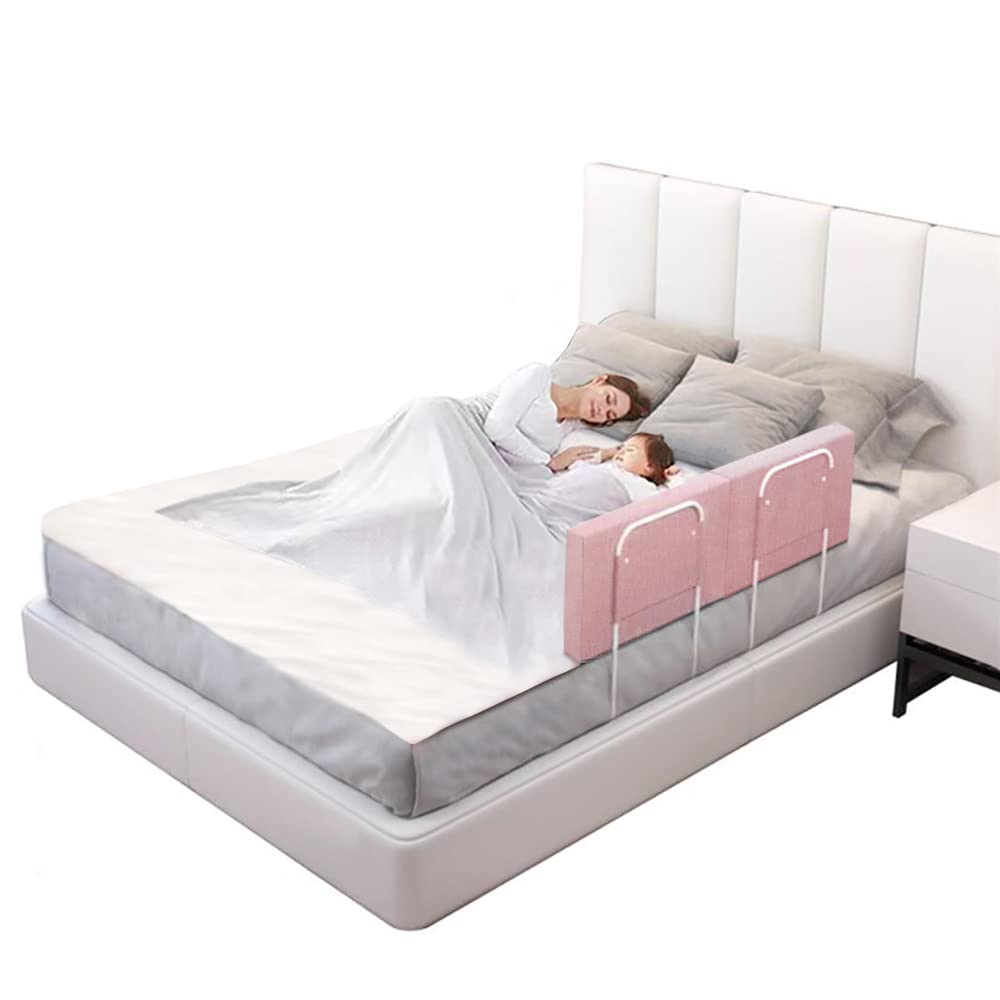 OCBAiLi bed rail bumpers protect toddlers with soft pink cushions for night safety.