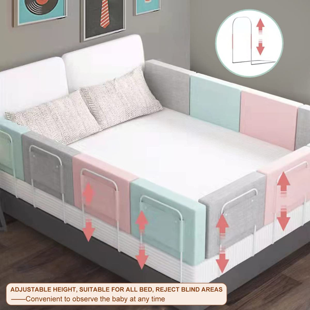OCBAiLi bed rail easy setup graphic showing frame attachment