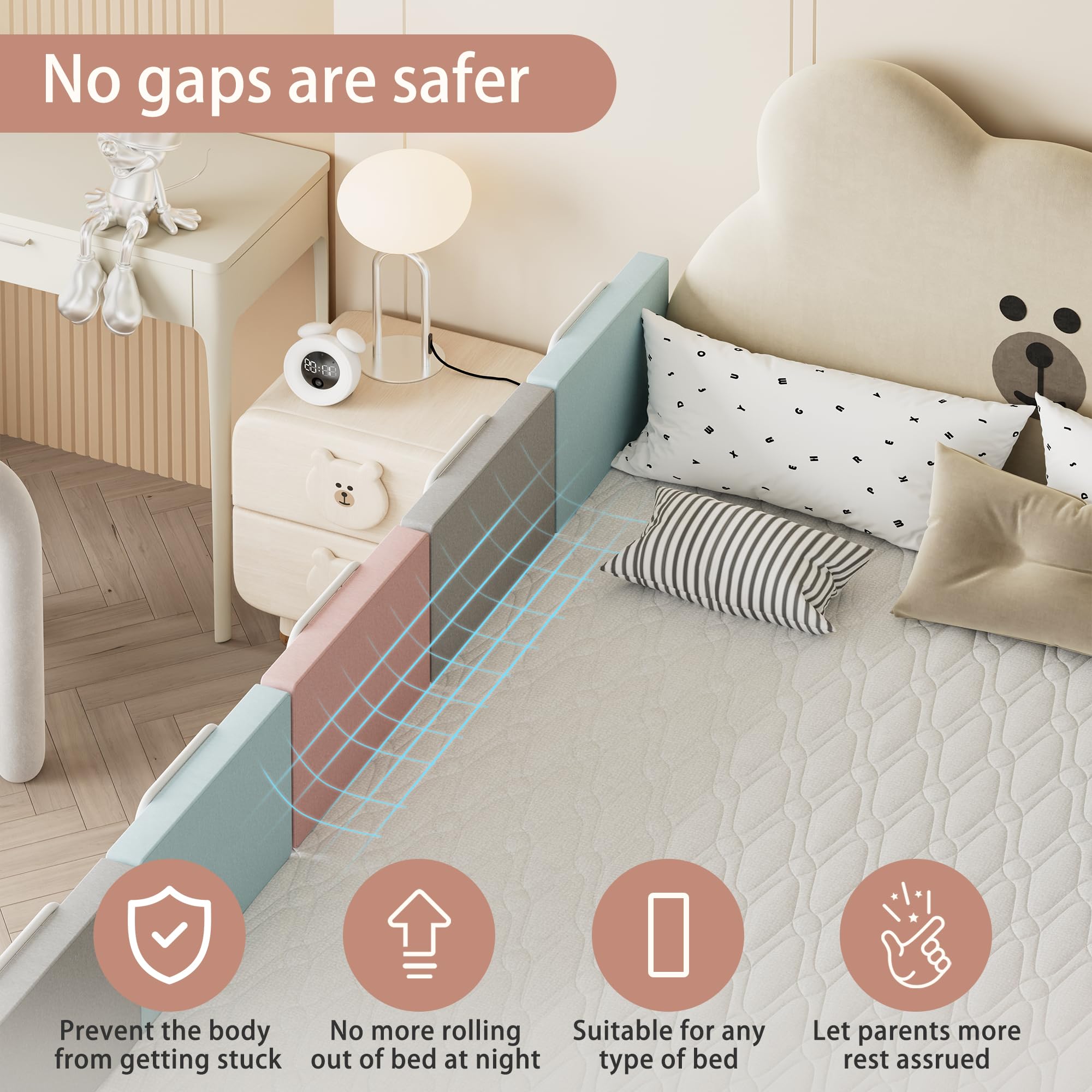 OCBAiLi bed rail fits multiple bed sizes for versatile rooms.