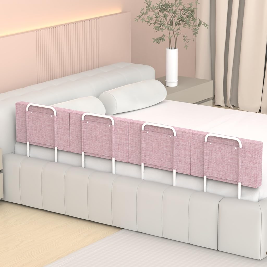 OCBAiLi bed rail pink 4-pack secures toddler sleep with barrier