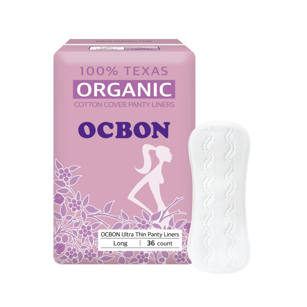OCBON Ultra Thin Long Pantyliner pack shows discreet daily protection.