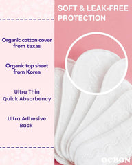 OCBON Ultra Thin Pantyliner Regular top sheet closeup showing soft organic cotton.