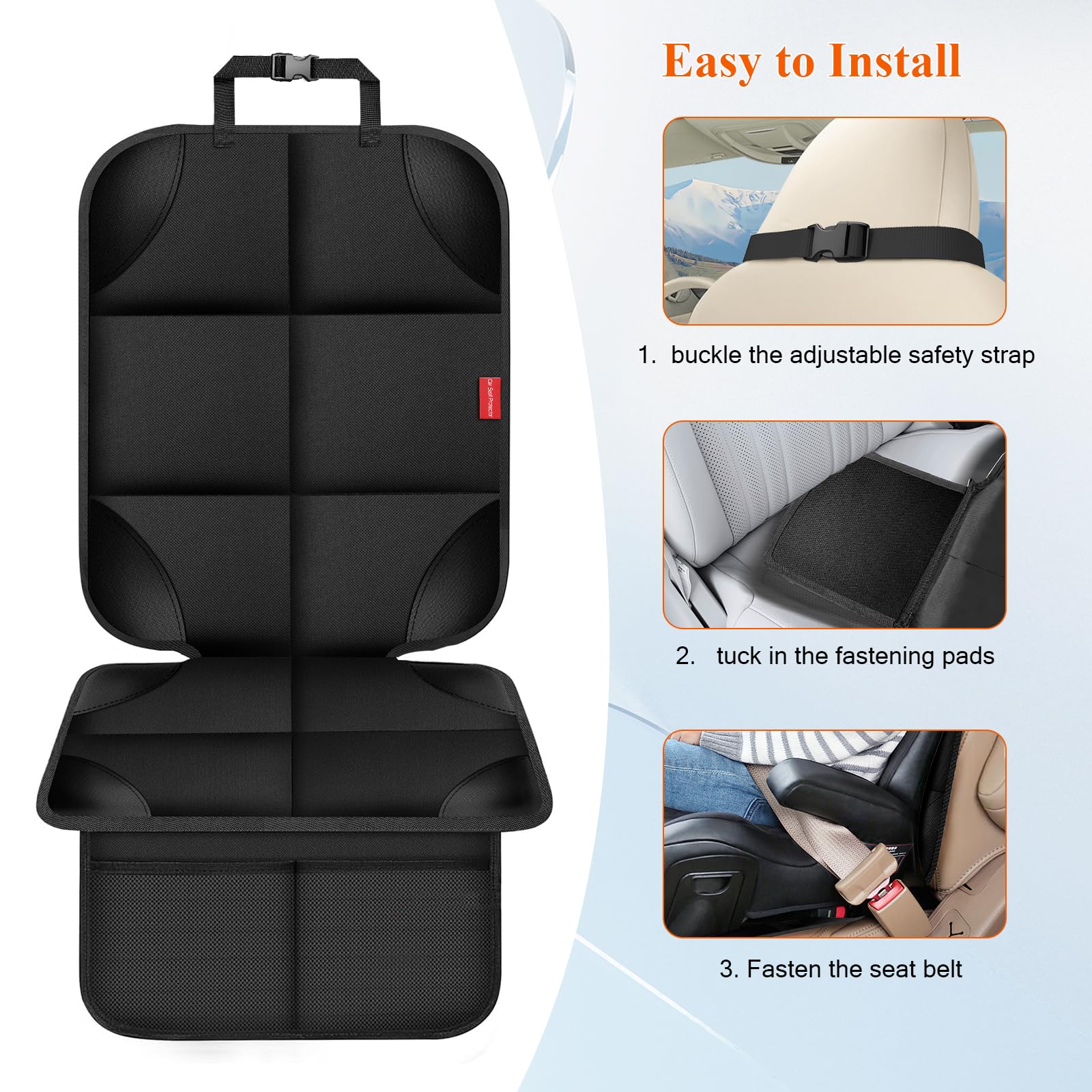OCCKAI car seat protector non-slip backing keeps seat in place.