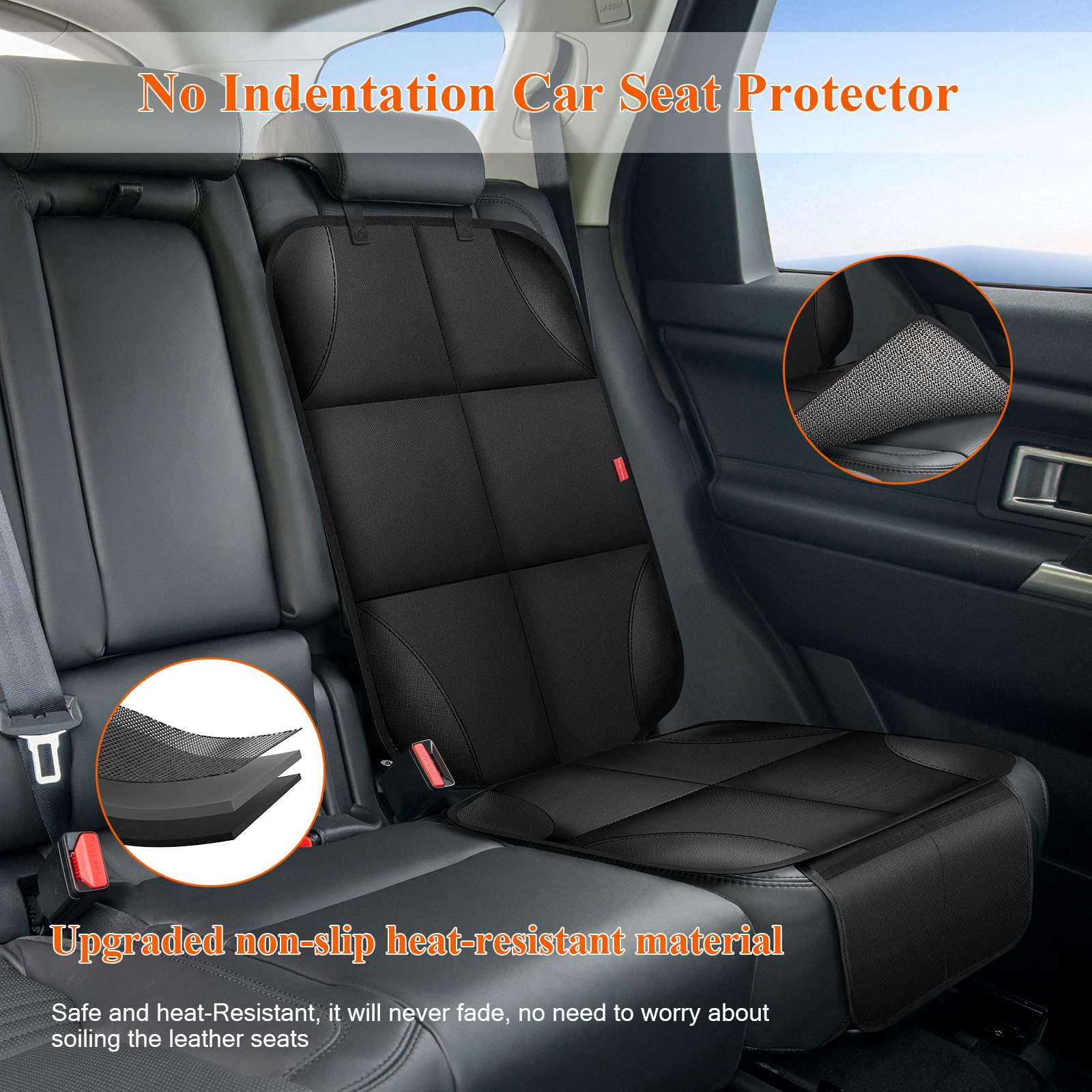 OCCKAI car seat protector with thick padding for child comfort.