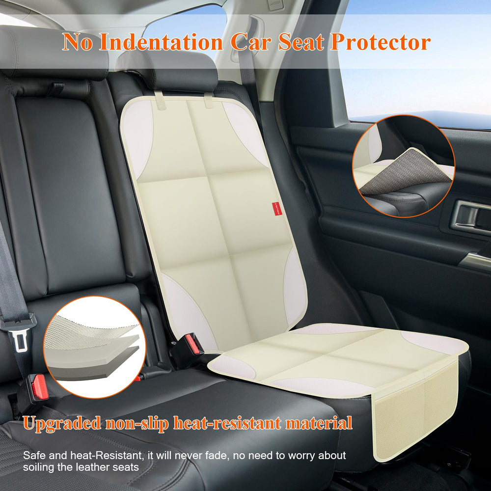 OCCKAI seat protector with non-slip backing keeps car seats stable.