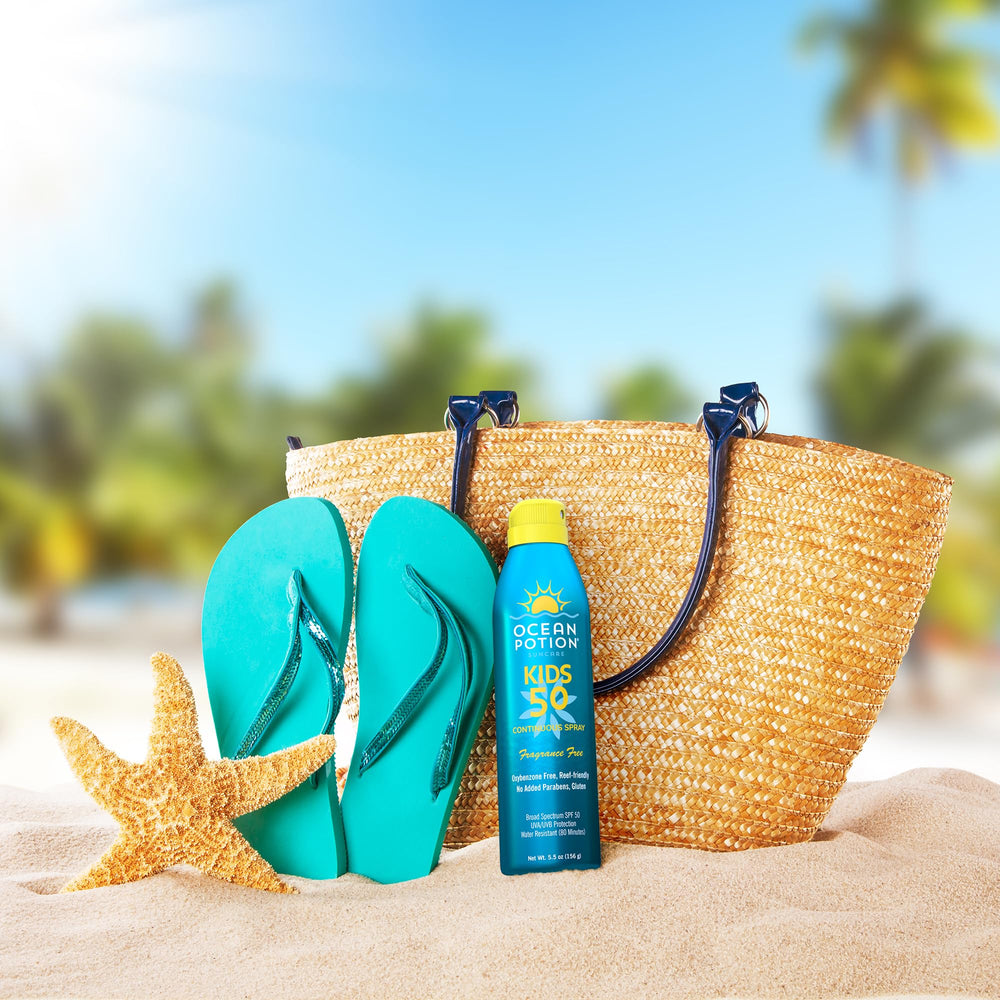 Ocean Potion ingredients panel featuring vitamin E and aloe