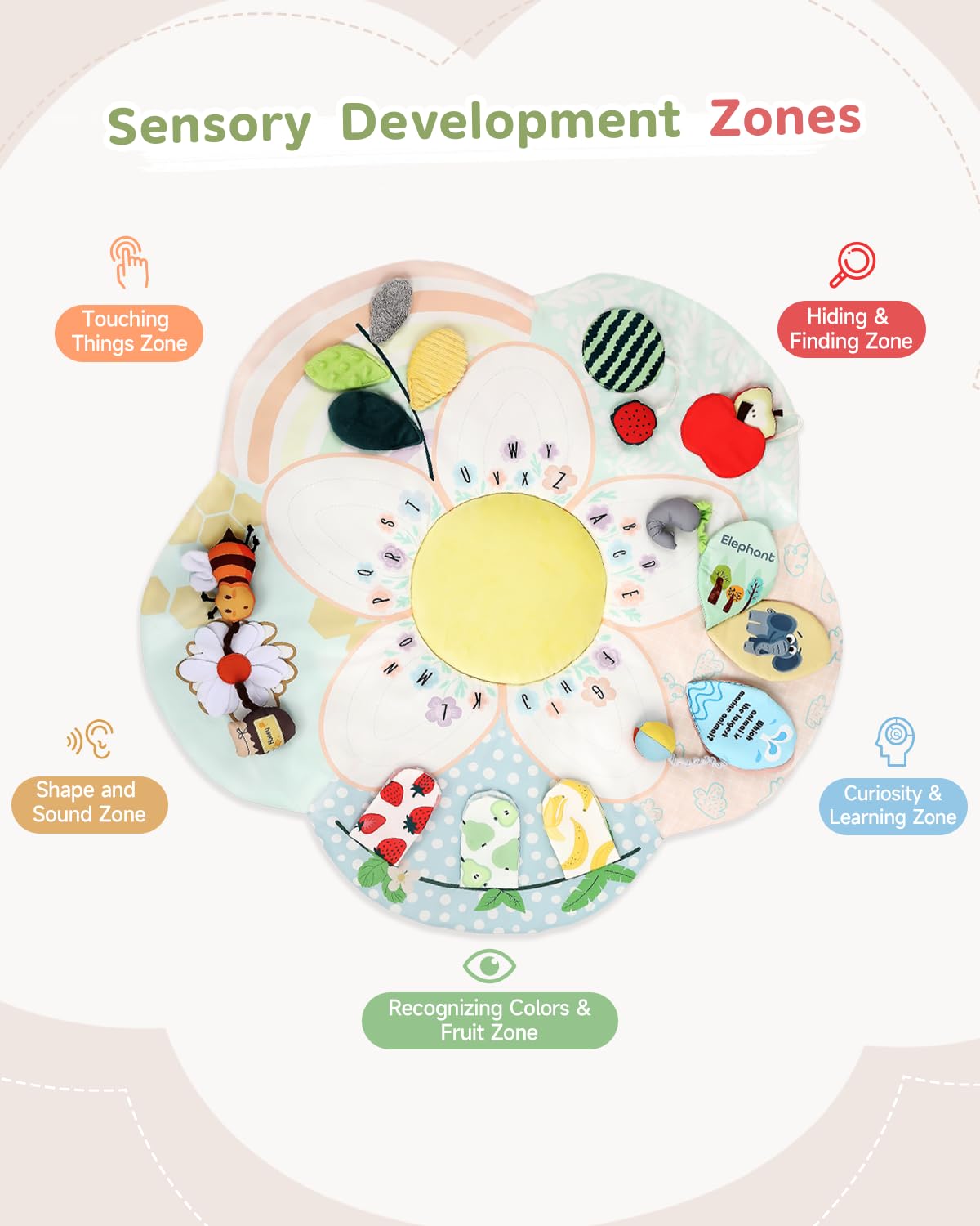 OCFOAAE Four detachable toys promote reach, grasp, and visual tracking