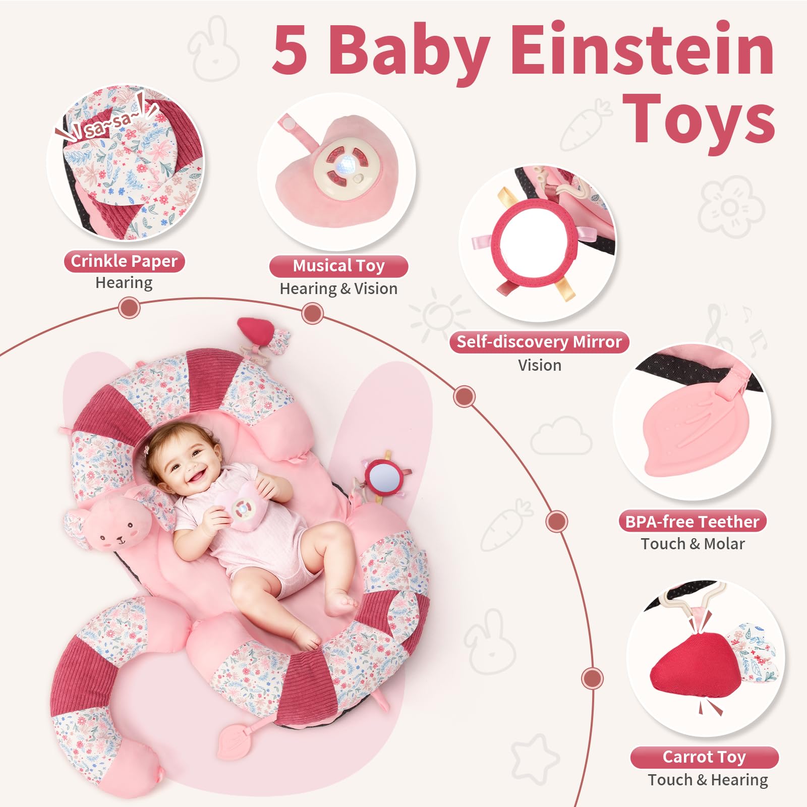 OCFOAAE five sensory toys engage visual, auditory, and tactile exploration