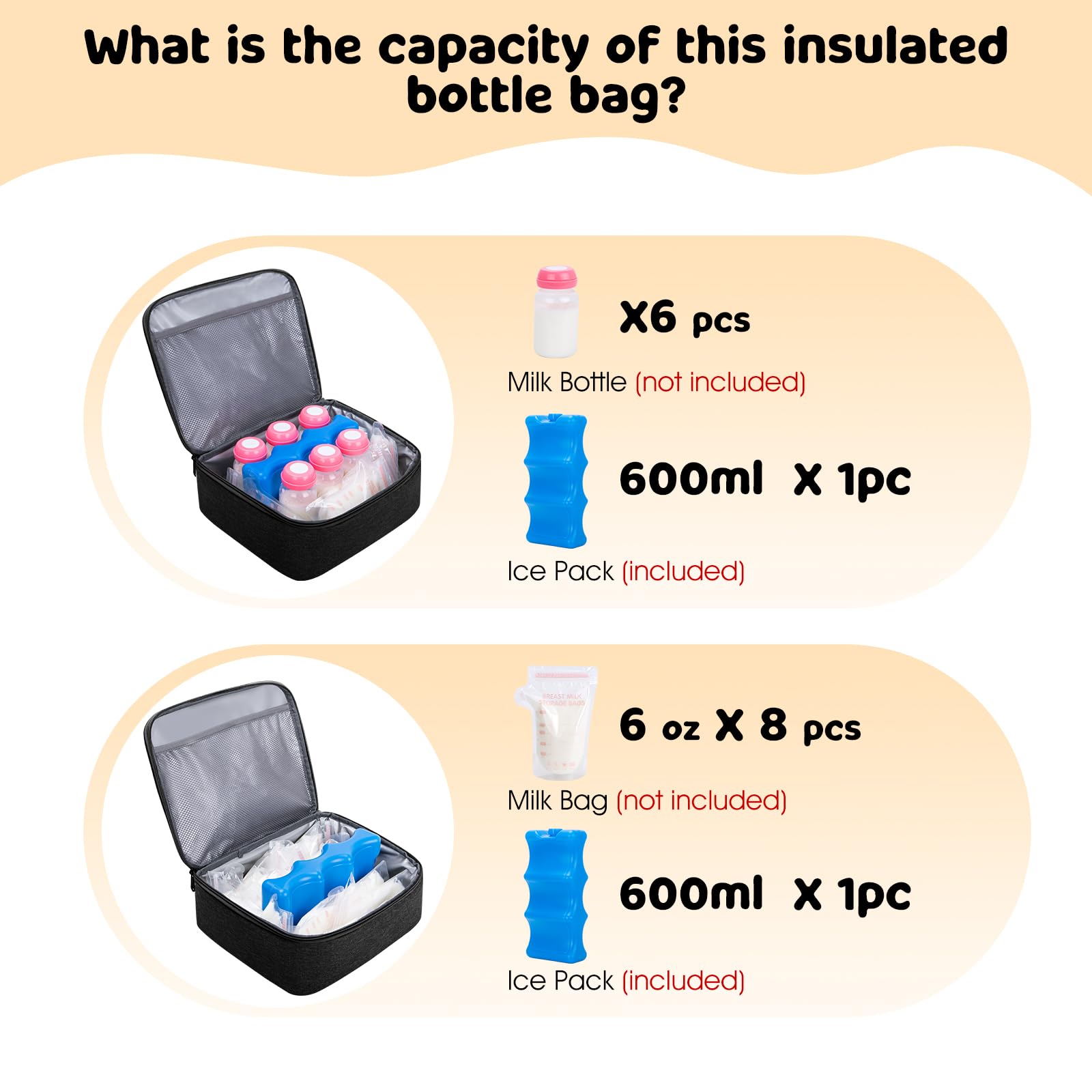 OCKLILY insulated bottle bag maintains milk temperatures with thick aluminum lining