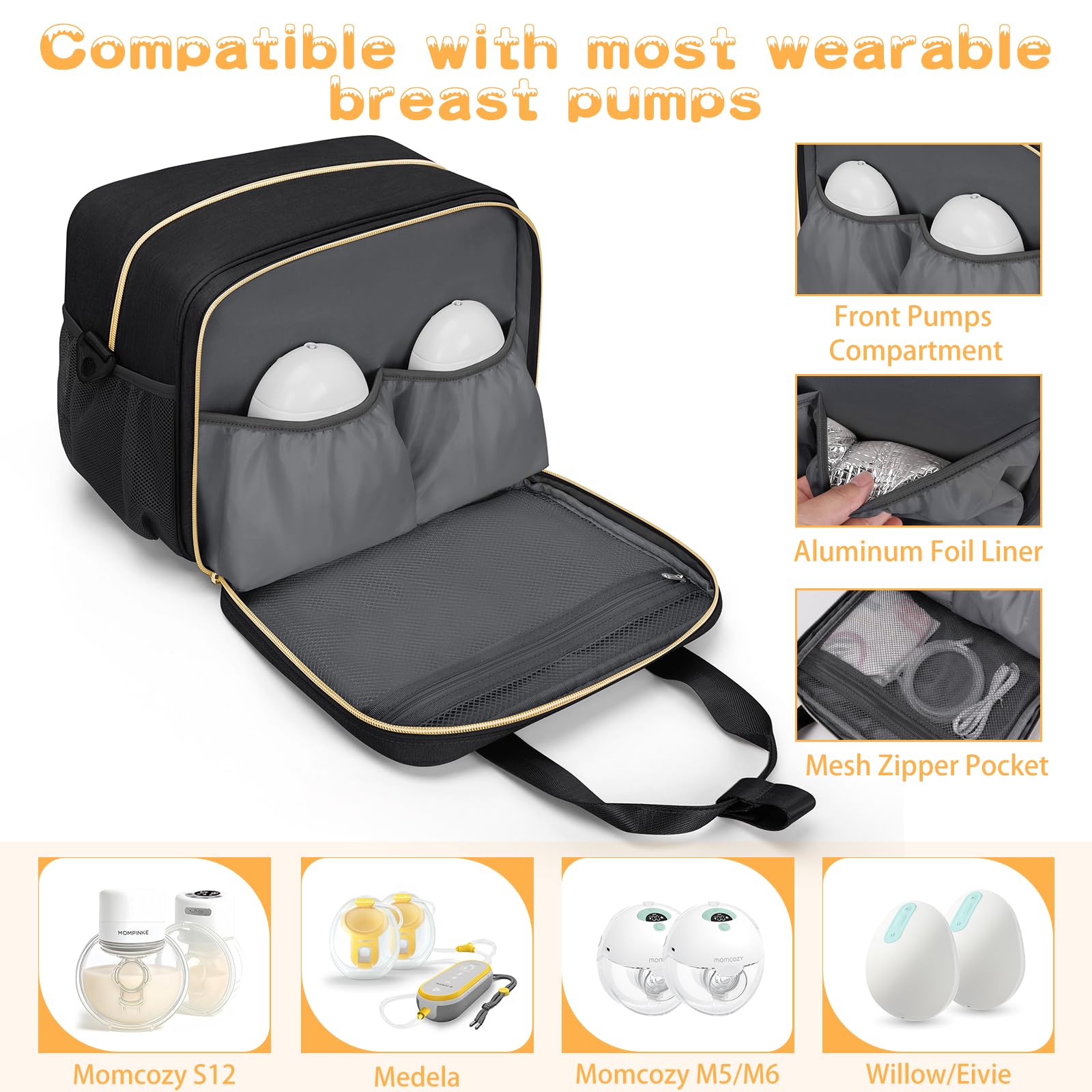 OCKLILY insulated compartment stores bottles and milk bags neatly.