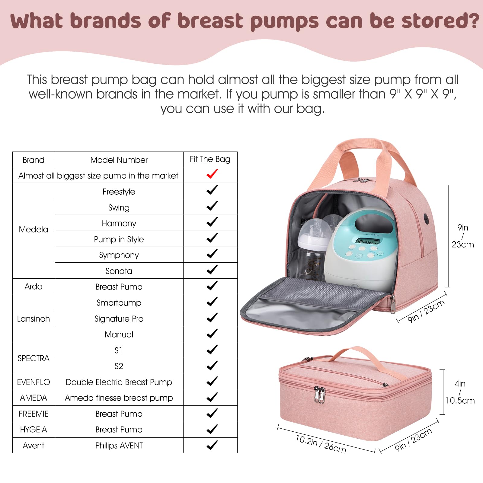 OCKLILY pump bag with lower layer stores bottles securely for travel and work shifts.