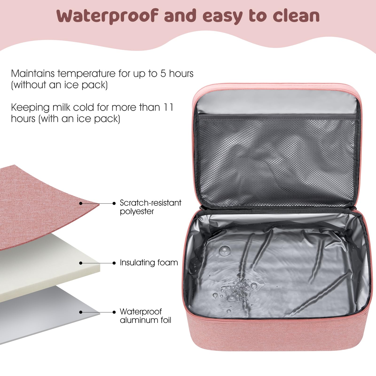 Side pockets offer quick access to phone, keys, or diapers.