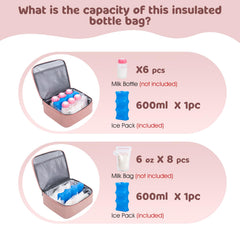Waterproof and insulated interior helps maintain temperature for bottles and milk bags.