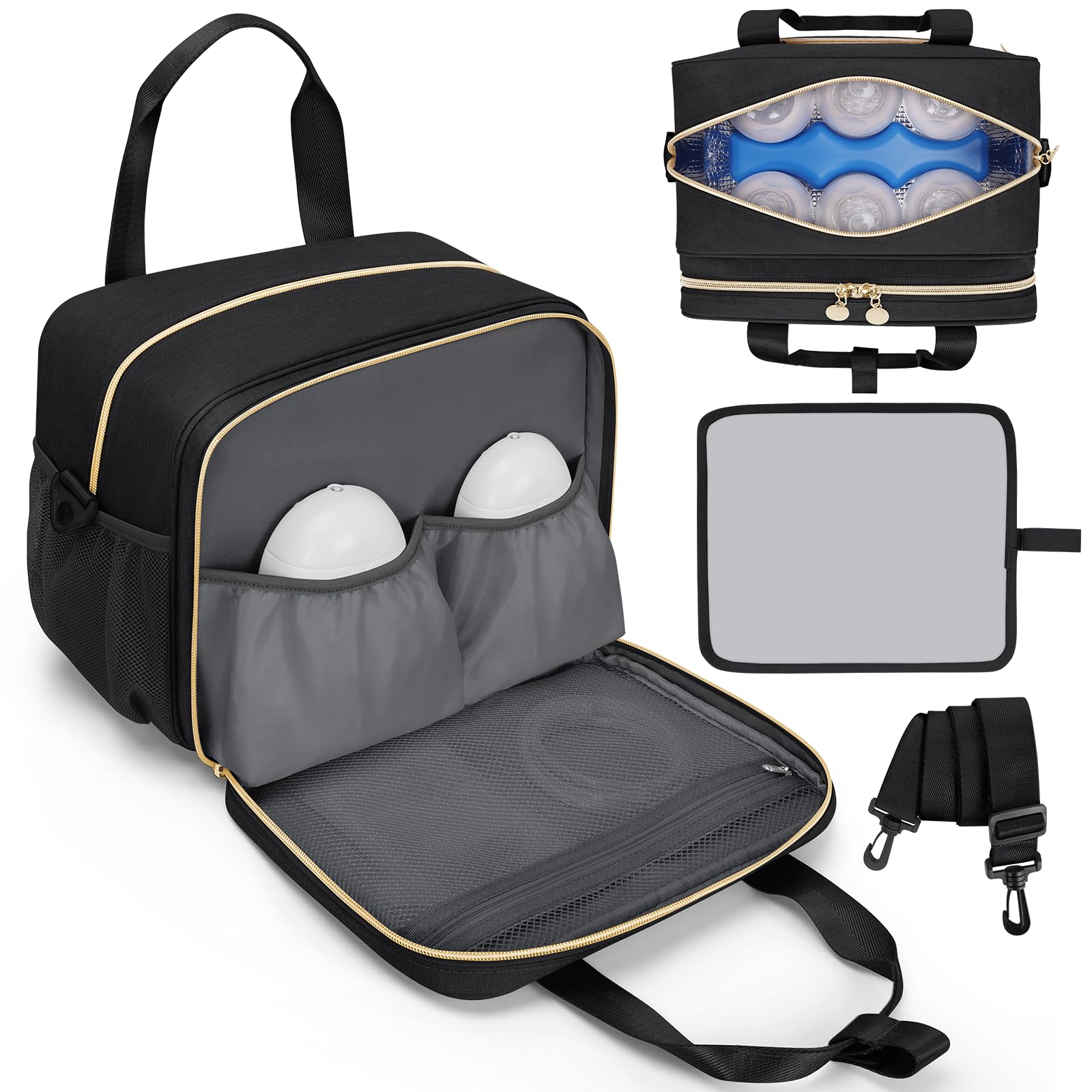 OCKLILY wearable breast pump bag front view, ideal for on-the-go pumping.