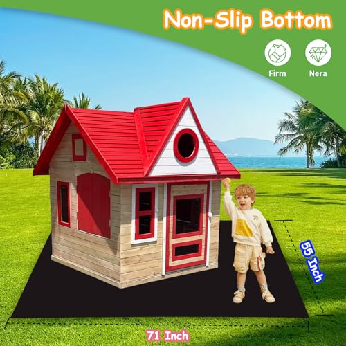 OCMML Outdoor Playhouse Mat close-up shows soft felt top for knee comfort