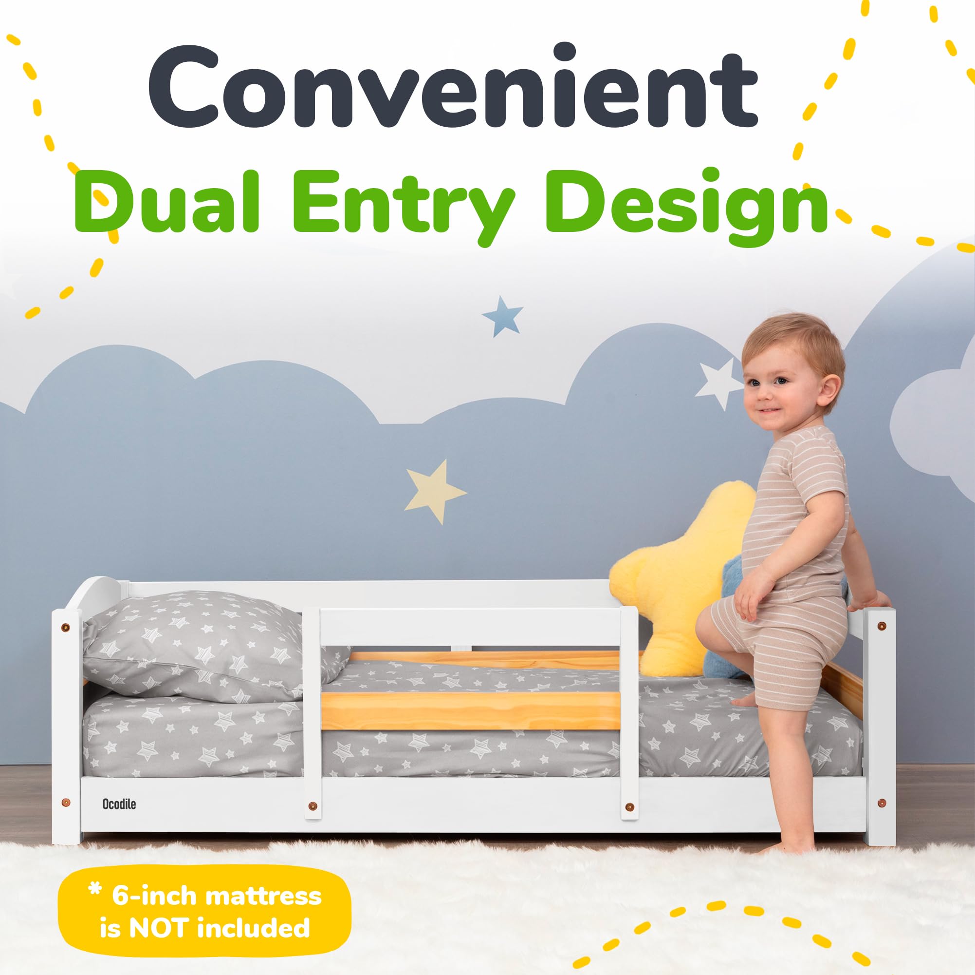 Ocodile Toddler Bed in room setting illustrates cozy kid-friendly space.