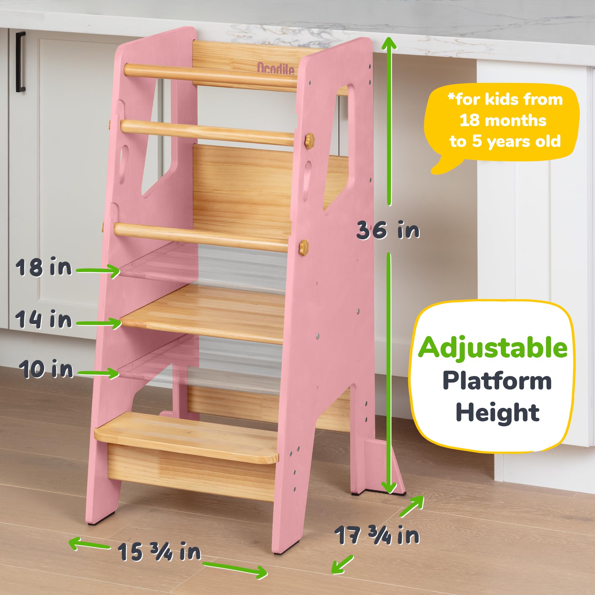 OCODILE Standing Tower anti-tip base ensures stability on any floor.