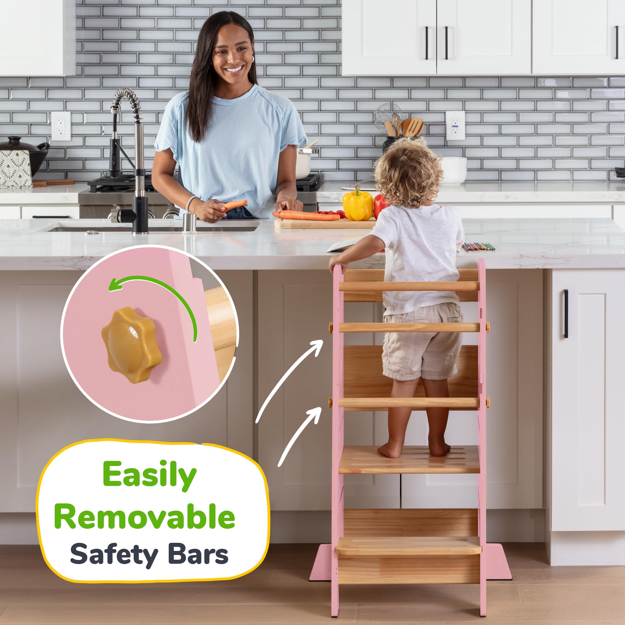 OCODILE Non-slip steps offer secure climbing for toddlers.