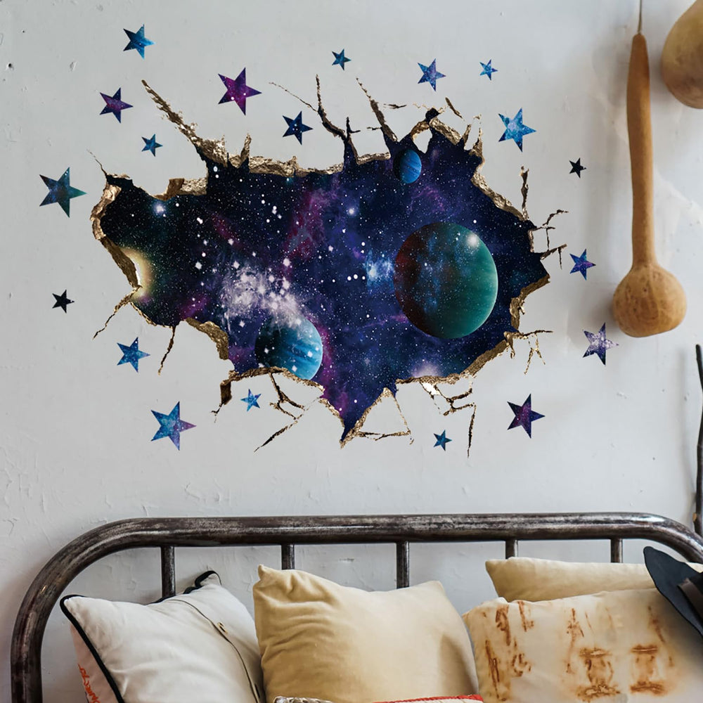 OCXEQJX dual-sheet galaxy decor kit creates immersive wall visuals.