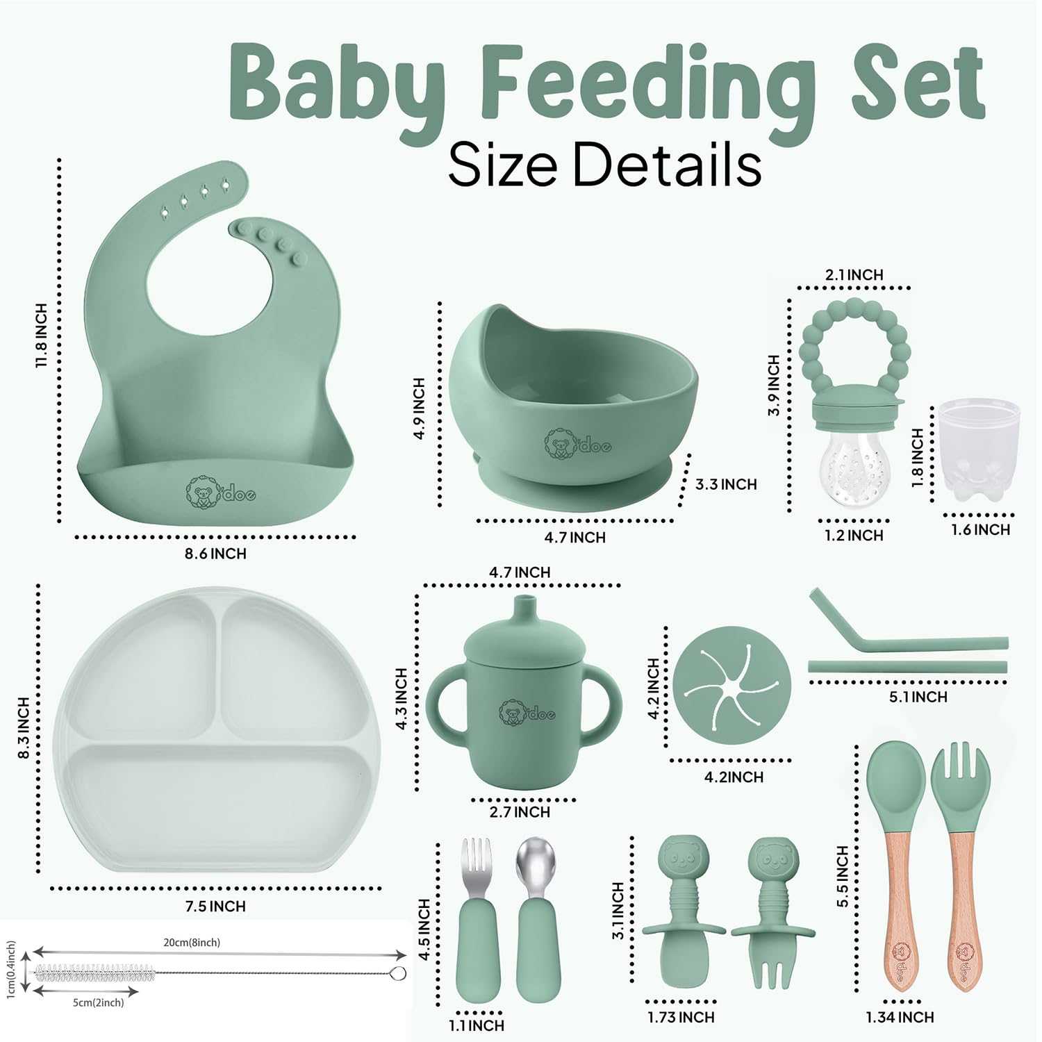 O'doe baby bib with catcher to keep clothes clean during meals.