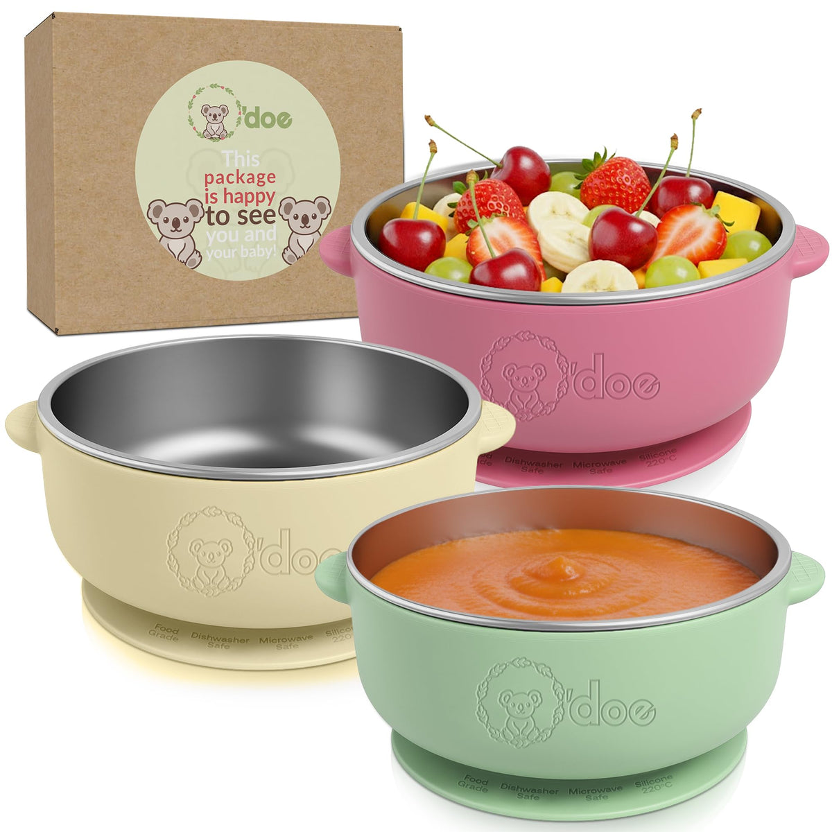 odoe baby bowls with suction base for mess-free meals