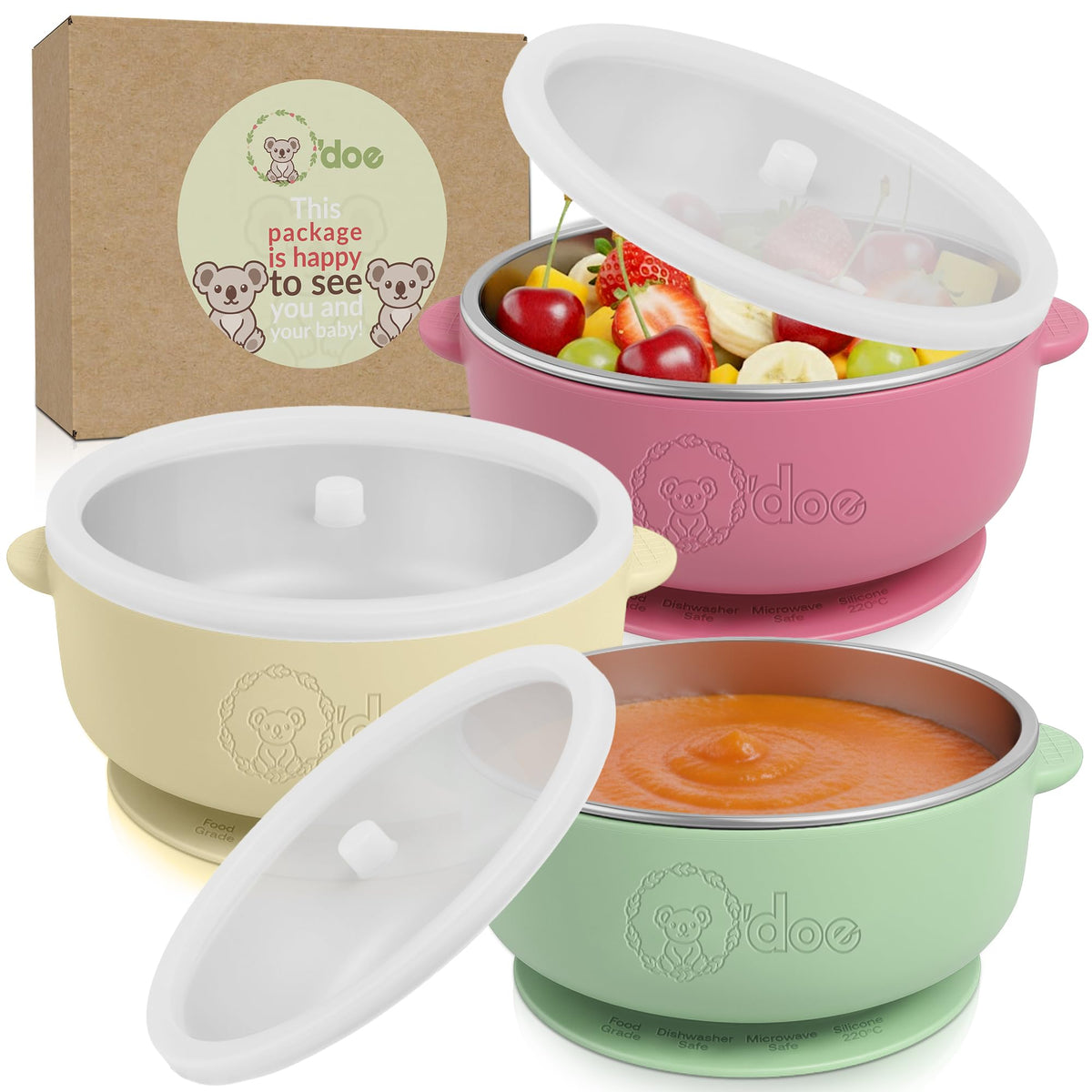 odoe baby bowls with suction base for mess-free meals