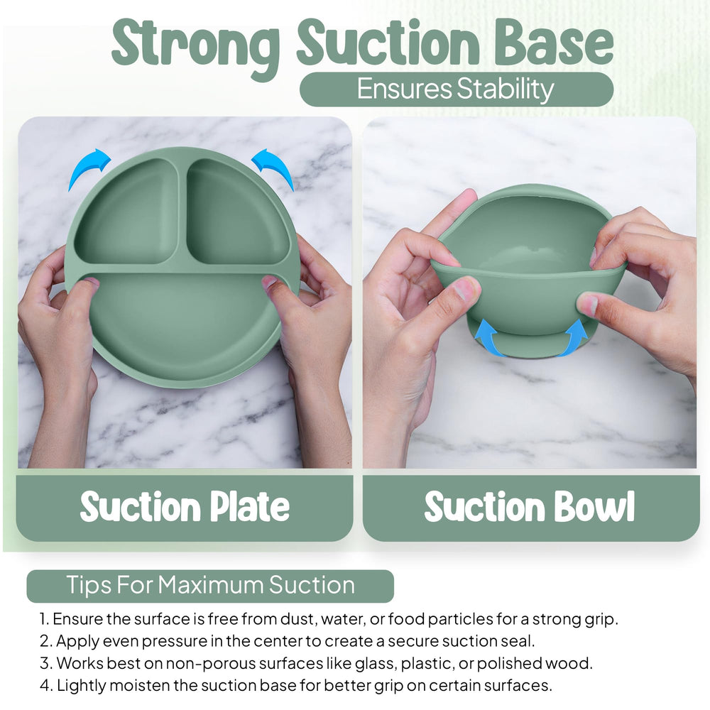 O'doe small silicone utensils encourage independent self-feeding.
