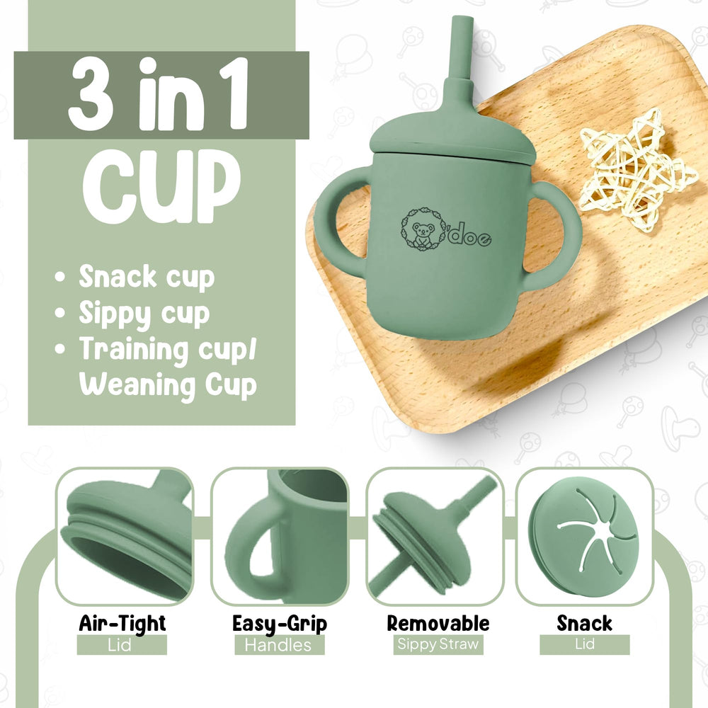 O'doe snack cup lid keeps bites fresh between sessions.